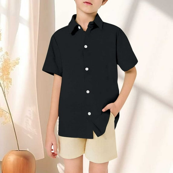 Kids Boys' Button Down Shirts Boys Formal Shirt Black Button Down Boys Uniforms for Boys 5-6 Years Kids Clothes