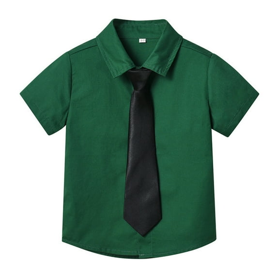 Kids Boys' Button Down Shirts Boys Green Short Sleeve Shirt Graduation Shirts French Toast Boys Uniform Shirts 5-6 Years