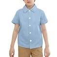 thumbnail image 1 of Kids Girls' Button Down Shirts Blue Button Up Shirt Boys Graduation Shirts Uniforms for Boys 8-9 Years, 1 of 5