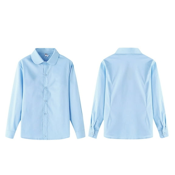 Kids Boys Button Down Shirts Long Sleeve Blue Shirt Boys Formal Shirt Uniform Shirts 4-5 Years
