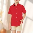 thumbnail image 1 of Kids Boys' Button Down Shirts Red Polo Shirts for Boys Formal Shirt Uniform Shirts for Boys 10-11 Years, 1 of 5