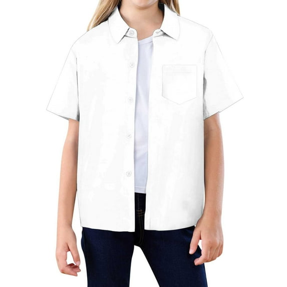 Kids Boys Button Down Shirts White Shirt Girls Dress Shirt Boys Formal Outfit 100 Days Of School Shirt 12-13 Years