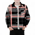 thumbnail image 1 of Kids Boys Button Up Shirt Long Sleeve Fashion Classic Plaid Shacket Jackets with Pocket Fall Coats 3-9Years Orange, 1 of 3