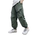 thumbnail image 1 of Kids Boys Cargo Pants,Baggy Cargo Pants Elastic High Waisted Drawstring with Pocket Loose Fit Boys Active Pants Pull On Boys Sweatpants 7-8 Years, 1 of 9