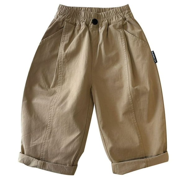 Kids Boys Cargo Pants Cargo Joggers Elastic Waist with Pocket Classic Fit Sweat Pants for Boys Pull On Kids Clothes 6-7 Years