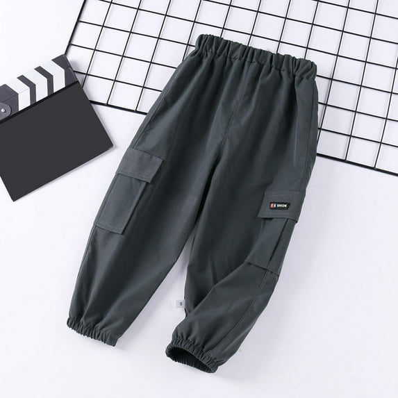 Kids Boys Cargo Pants Jogger Pants for Boys High Elastic Waisted with Pocket Loose Fit Boys Athletic Pants Hip Hop Pants Kids Clothes 7-8 Years