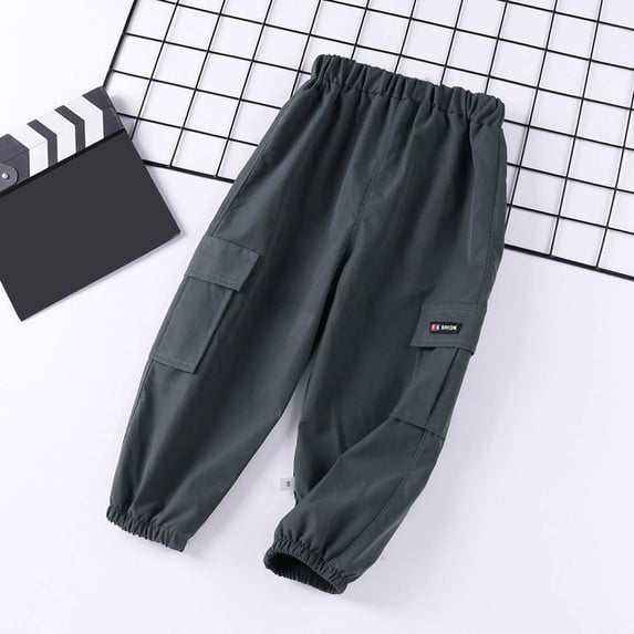 Kids Boys Cargo Pants Joggers Elastic Waist with Pocket Loose Fit Boys Active Pants Pull On Boys Clothes 5-6 Years