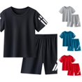 thumbnail image 1 of Kids Boys Clothes 2 Piece Outfit Quick Dry Athletic T-Shirt and Shorts Set Short Sleeve Sports Gym Summer Running Active Suit Clothing Clothing Set, 1 of 4