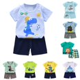 thumbnail image 1 of Kids Boys Clothes 2 Piece Outfit Toddler Cartoon Dino Lion Print T-Shirt and Shorts Set Short Sleeve Summer Casual Cute Clothes Sets Back to School Clothing Set, 1 of 3
