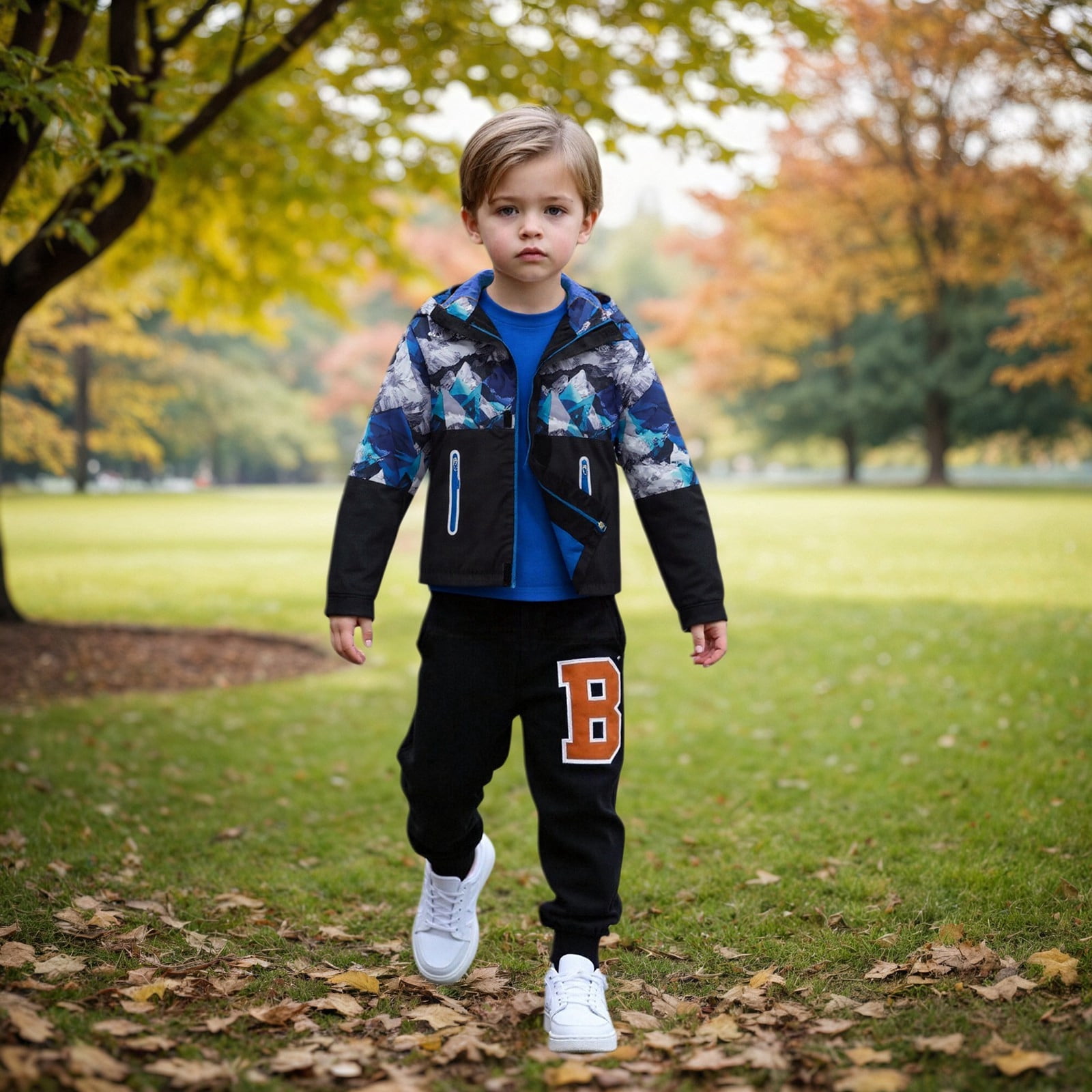 Kids Boys Color Block Hooded Windbreaker Jacket With Zip Up Front For ...