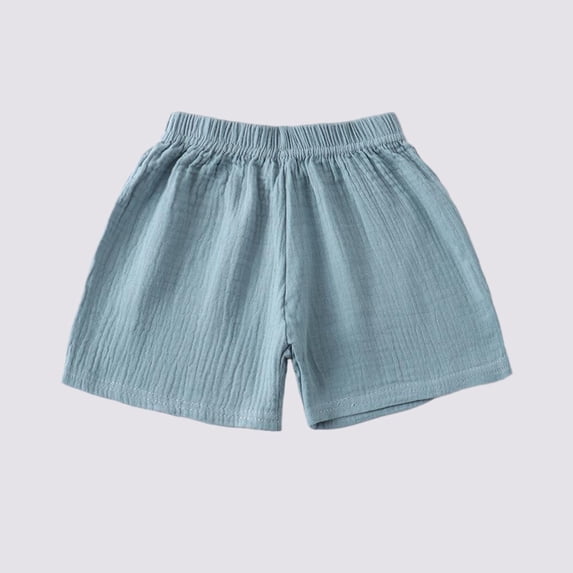 Kids Boys' Cotton Muslin Shorts - Soft Elastic Waist Breathable Shorts for Kids Play 0-6 Years | Lightweight Casual Blue Shorts for Boys,Size 5-6 T