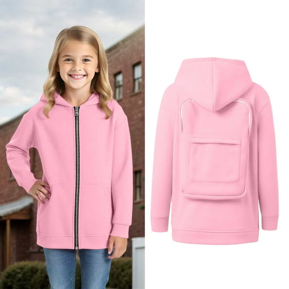 Kids Boys Creative Hoodie Backpack Hoodies Full-Zip Hooded Boys Casual Long Sleeve Classic Hoodie 6-7 Years Girls Clothes for School