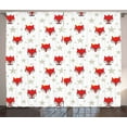 thumbnail image 1 of Ambesonne Cartoon Curtains 2 Panel Set, Hipster Foxes Hats, 108" x 108", Coconut Scarlet and Grey, 1 of 3