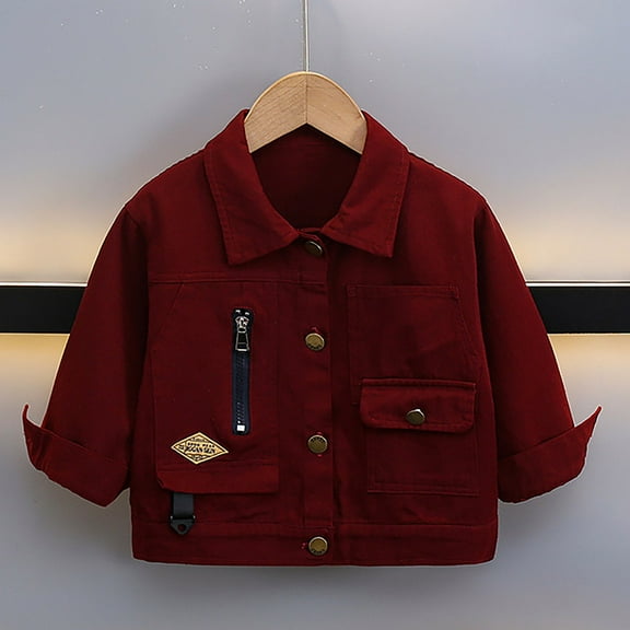 Kids Boys Denim Jacket Jeans Coat Borg Jacket Kids Denim Girls Trucker Jeans Top Wine 11-12 Years