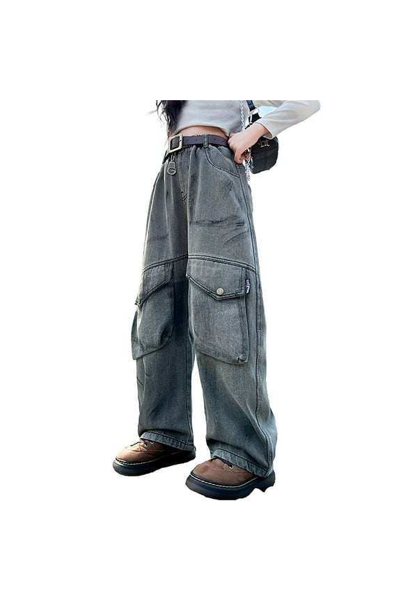 Kids Boys Denim Long pants,Casual Loose Cargo Jean Long pants Boys Fashion Kids 5-6 Years Boy Clothes