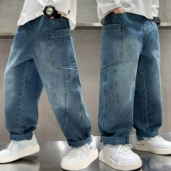 Kids Boys Denim Long pants,Slim Fit Half Pants Pocket Jean Long pants Boys Fashion Kids Long pants For Boys 6-7 Years