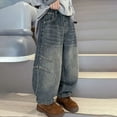 thumbnail image 1 of Kids Boys Denim Pants Cargo Joggers High Waisted Wide Leg with Pocket Loose Fit Jogger Boys 9-10 Years Clothes, 1 of 8