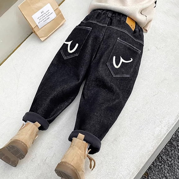 Kids Boys Denim Pants Jogger Pants ForBoys Elastic Waist Straight with Pocket Loose Fit Casual Boys Baseball Pants 6-7 Years