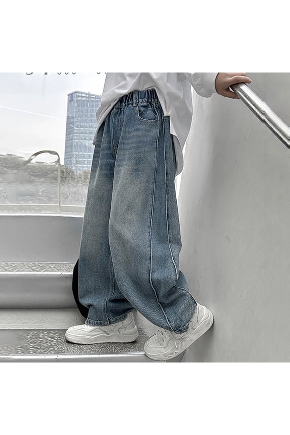 Kids Boys Denim Pants Jogger Pants ForBoys Stretch Elastic Waist with Pocket Loose Fit Casual Boys Toddler Clothes 4-5 Years