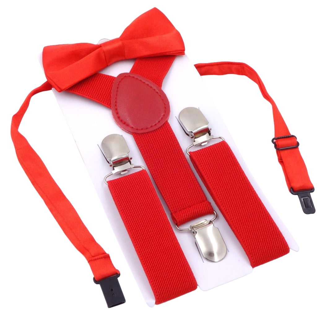 Kids Boys Elastic Suspender Metal Clip Y Back Adjustable Suspenders Bow