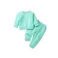 thumbnail image 1 of Kids Boys Fall Clothes Solid Color Long Sleeve Sweatshirt Tops and Elastic Casual Pants Outfits Sets, 1 of 9