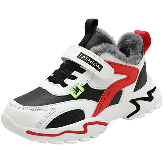 Kids Boys Fleece Lined Running Shoes Toddler Winter Warm Lightweight Wide Toe Box Slip On Sneakers