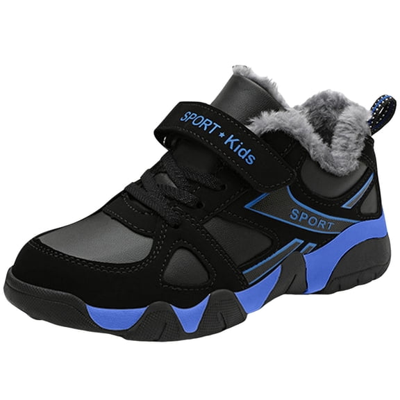 Kids Boys Fleece Lined Sport Tennis Shoes Wainer Warm Toddler Slip On Sneakers Casual Non Slip Walking Shoes