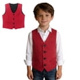 thumbnail image 1 of Kids Boys Formal Vest Red Dress Waistcoat Vest V-Neck Adjustable Back Strap Boys Clothes 4T, 1 of 7