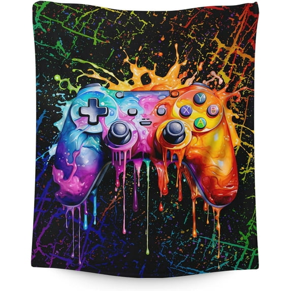 Kids Boys Gaming Blanket - 80x60 Inches Twin Size Blanket for Kids, Adults - Lightweight Warm Game Blankets for Bed, Living Room - Computer Gamer Gifts for Men