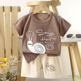 thumbnail image 1 of Kids Boys Girls 2 Piece Summer Outfits Kids Short Sleeve T-Shirts and Elastic Waist Shorts Clothing Sets brown 2-3 Years, 1 of 2