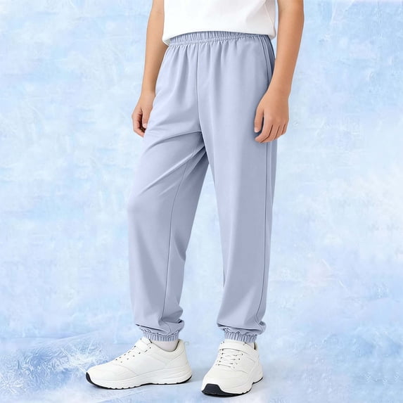 Kids Boys Girls Active Joggers Elastic Waist Cuffed Ankle Sweatpants for Sports School Running Outfits, 3T-13Y