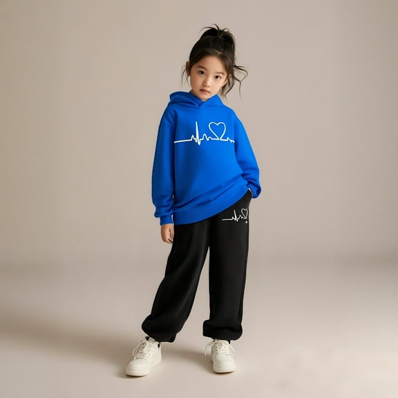 Kids Boys Girls Active Sweatsuit,2 Piece Long Sleeve Blue Sweatshirt Sweatpants Joggers Set Warm Fall Winter Clothes Toddler 3-4 Years Boys Clothes Cute Boys Girls Clothing