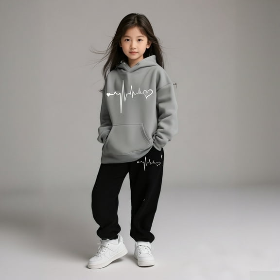 Kids Boys Girls Active Sweatsuit,2 Piece Long Sleeve Grey Hoodie Jogger Set Fall Winter Clothes Girl Clothes Size 3-4 Years Cute Boys Girls Clothing