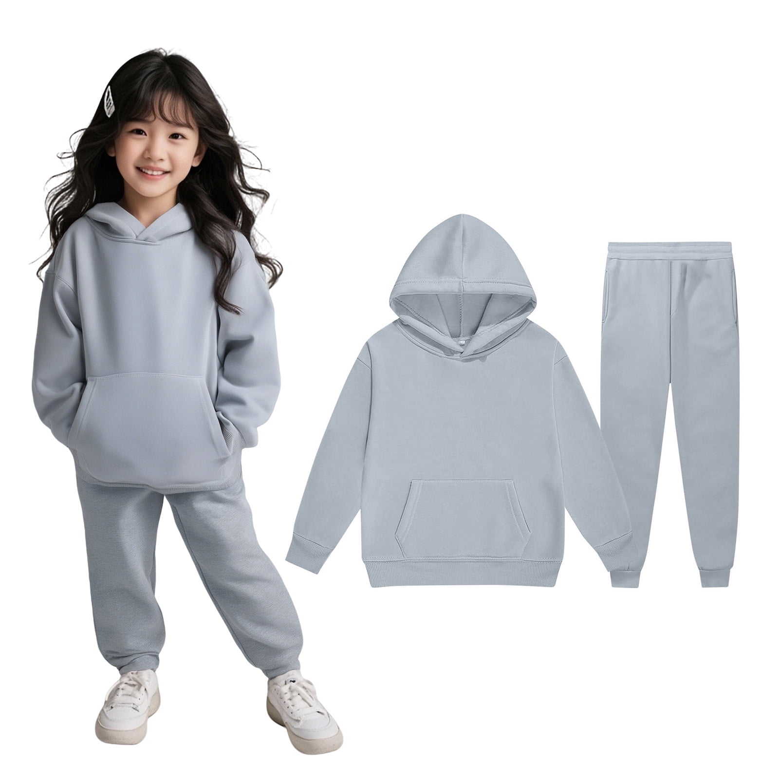 トップス the campamento Grey Contrast sweat 7-8y Kids Boys Girls Active Sweatsuit 2 Piece Long Sleeve Grey Pullover