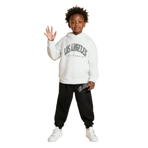 Kids Boys Girls Active Sweatsuit 2 Piece Long Sleeve Letter Graphic Hoodie and Jogger Sweatpants Winter Clothes Boys Outfits Size 7-8 Years