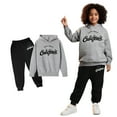 thumbnail image 1 of Kids Boys Girls Active Sweatsuit 2 Piece Long Sleeve Letter Graphic Pullover Hoodie Sweatshirt Sweatpants Warm Fall Winter Clothes 7-8 Years Girls Outfits, 1 of 4
