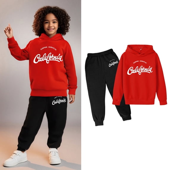 Kids Boys Girls Active Sweatsuit,2 Piece Long Sleeve Letter Pattern Pullover Hoodie Sweatshirt Sweatpants Winter Clothes 5-6 Years Girls Clothes
