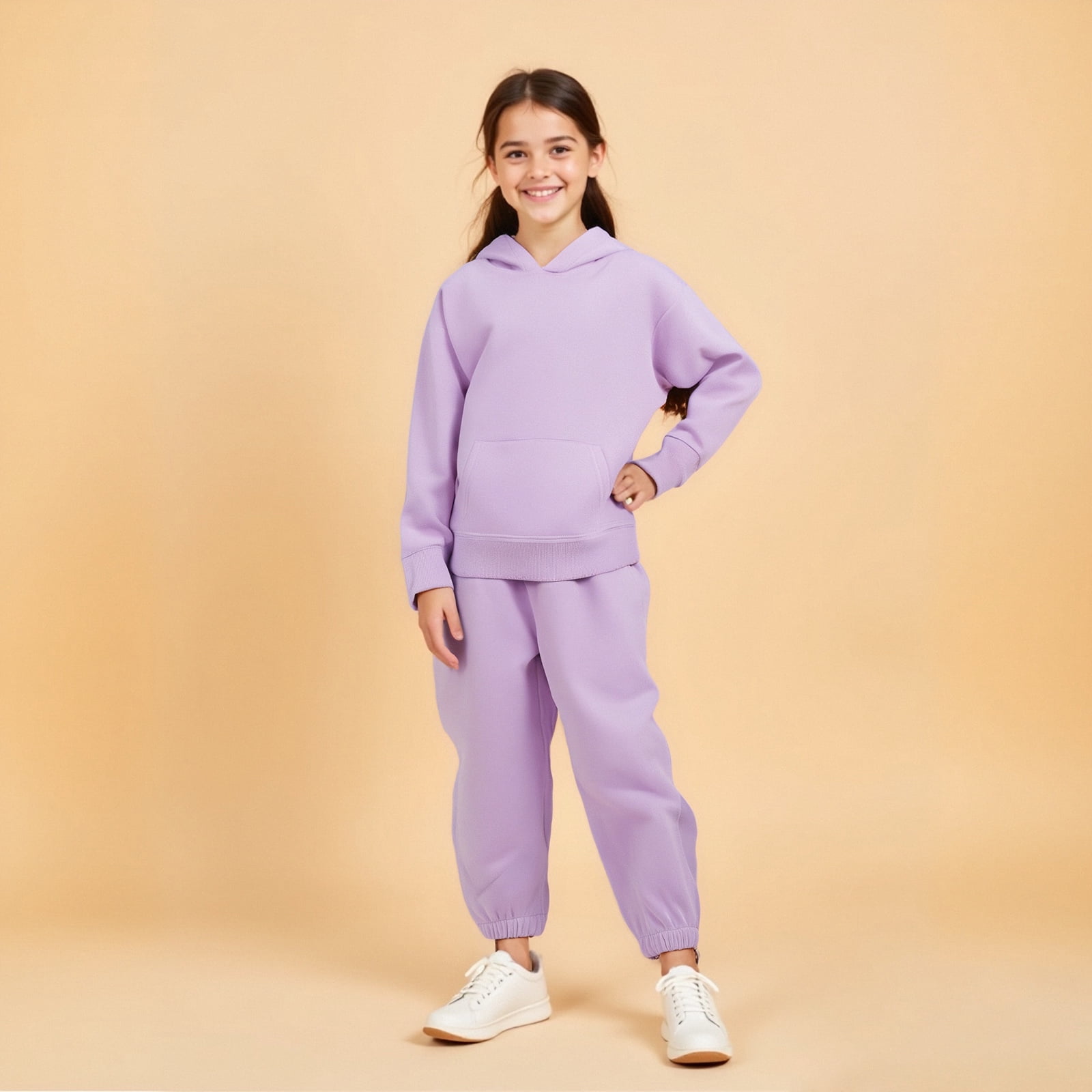 Premium Light Purple Hoodie & Joggers for Baby Girls – Mid Season