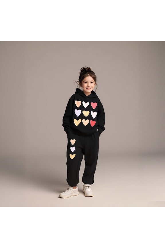 Kids Boys Girls Active Sweatsuit,2PC Long Sleeve Black Tracksuit Hoodie and Active Jogger Pants Winter Clothes Girls Set 7-8 Years Cute&nbsp;Boys Girls&nbsp;Clothing