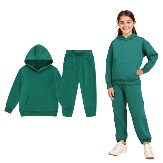 Kids Boys Girls Active Sweatsuit,2PC Long Sleeve Green Hoodie Sweatshirt Sweatpants Joggers Set Fall Winter Clothes Little Boy Clothes 3-4 Years