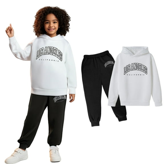 Kids Boys Girls Active Sweatsuit 2PC Long Sleeve Letter Graphic Sweatshirt Sweatpants Fall Winter Clothes Clothes for Kids Girls 11-12 Years