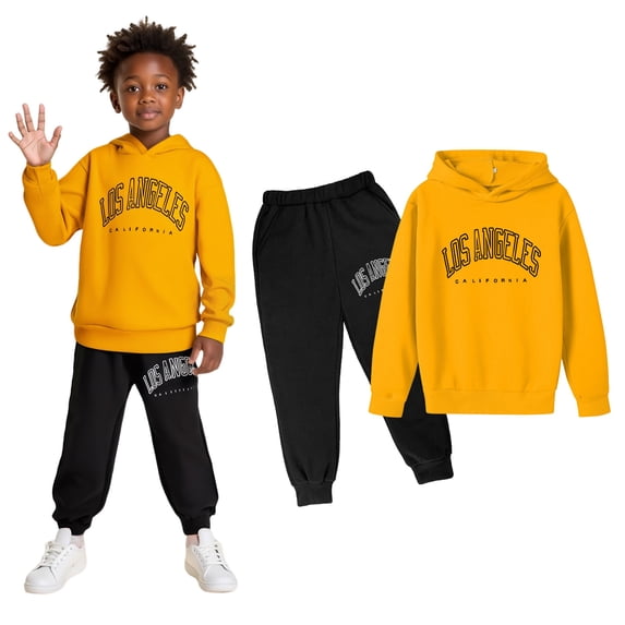 Kids Boys Girls Active Sweatsuit,2PC Long Sleeve Letter Pattern Basic Hoodie Leggings Pants Warm Fall Winter Clothes Tracksuit Jogging Outfits Set 7-8 Years