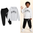 thumbnail image 1 of Kids Boys Girls Active Sweatsuit,2PC Long Sleeve Letter Pattern Pullover Hoodie and Active Jogger Pants Winter Clothes Girls Jogger Set 5-6 Years, 1 of 4