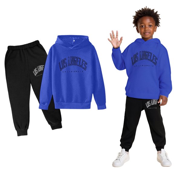 Kids Boys Girls Active Sweatsuit,2PC Long Sleeve Letter Pattern Pullover Hoodie and Jogger Pants Winter Clothes Kids Girl Trendy Clothes 3-4 Years