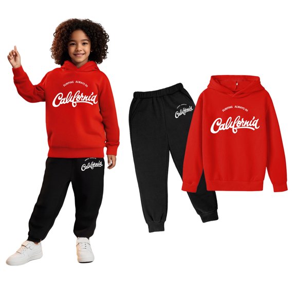 Kids Boys Girls Active Sweatsuit,2PC Long Sleeve Letter Pattern Sweatshirt Jogging Pants Fall Winter Clothes Hoodie Set 3-4 Years