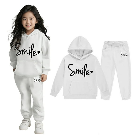 Kids Boys Girls Active Sweatsuit 2PC Long Sleeve Solid Hoodie and Active Jogger Pants Winter Clothes Size 4-5 Years Girls Clothes