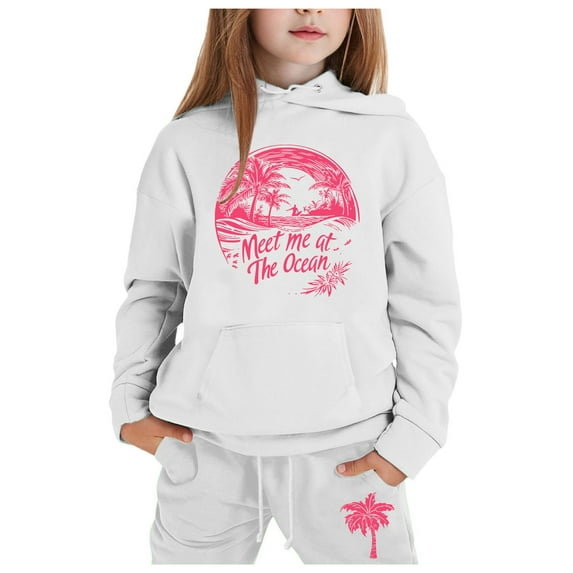 Kids Boys Girls Active Sweatsuit,2PC Long Sleeve White Basic Hoodie Sweatpants Joggers Set Warm Fall Winter Clothes Clothes for Boys 3-4 Yeats Cute Boys Girls Clothing