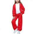 thumbnail image 1 of Kids Boys Girls Active Sweatsuit 3PC Long SleeveZip up Jacket Hooded Sweatshirt and Jogger Pants Fall Clothes Girl Clothes 9-10 Years, 1 of 4