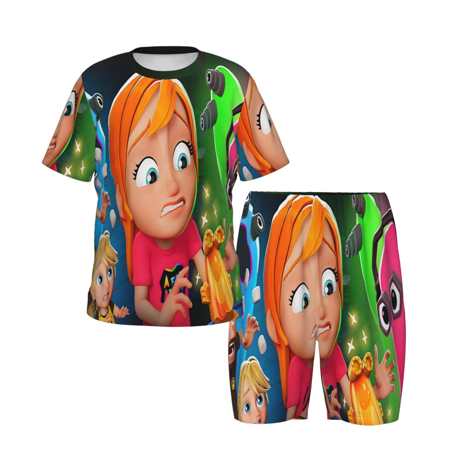Kids Boys Girls Afor Adley Pajamas Set Cartoon Shirt With Shorts Set