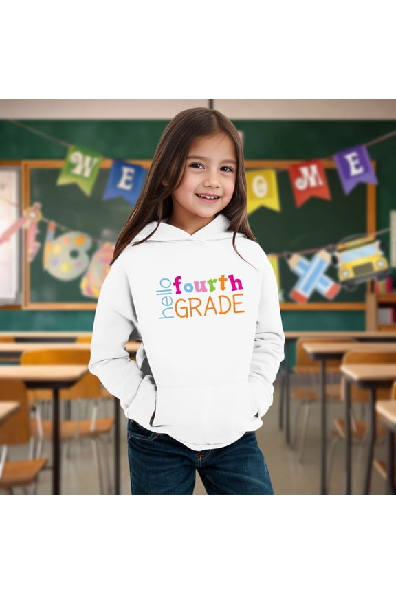 Kids Boys Girls Autumn WInter School Season Fourth Grade Letter Printed Long Sleeve Hoodie Warm And Comfortable Tops Children's Clothing Hoodie Girls Jacket 18 Months Boy Rappers with Puppies Hoodie
